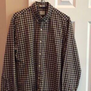J. Crew Navy and Beige Plaid Shirt